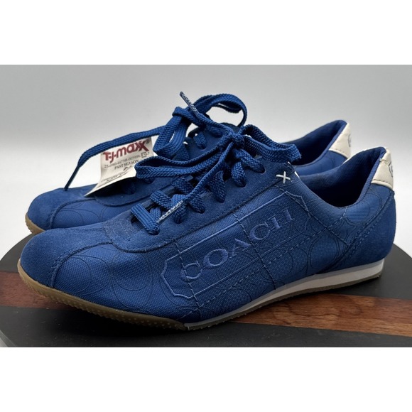 Coach Women's Patti Signature Sneakers Low Top Lace Up Blue Canvas Shoe Sz 7M - Picture 2 of 12